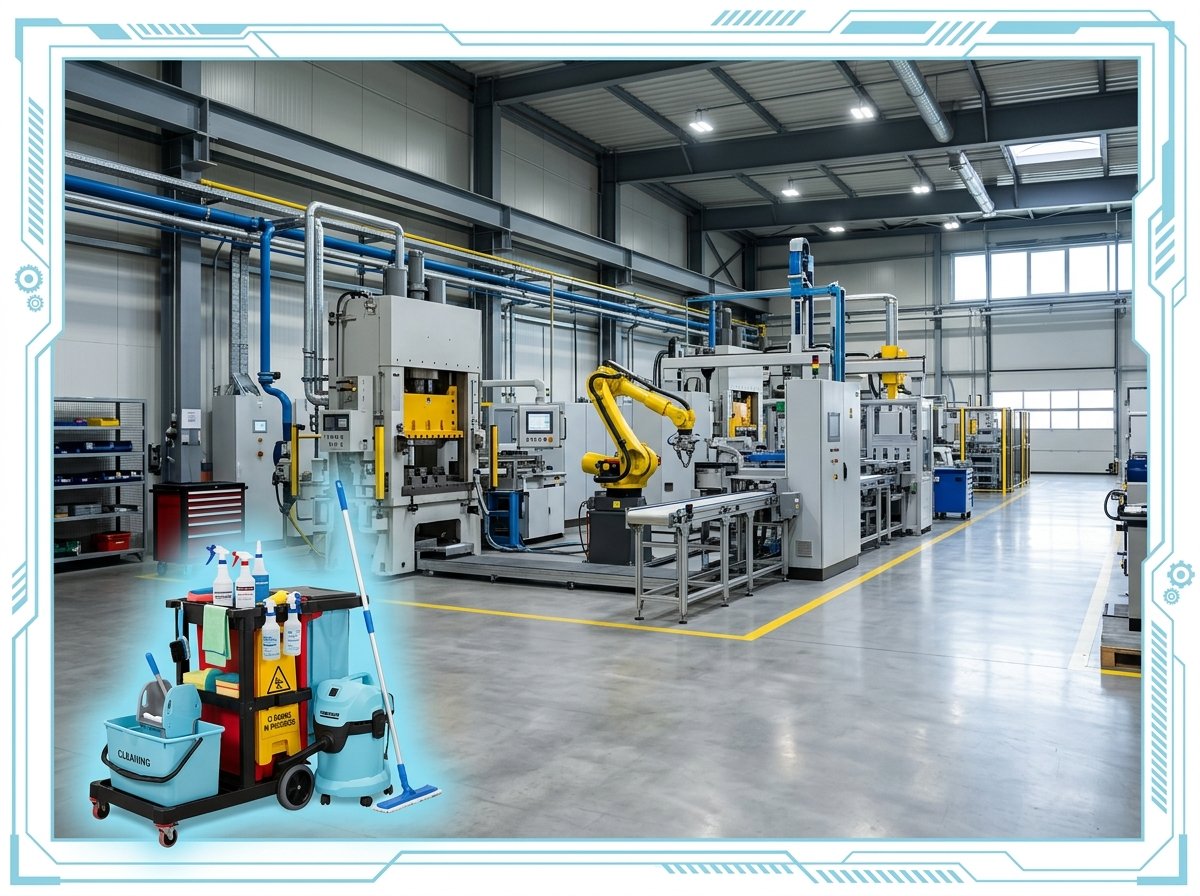 factory machinery area cleaning
