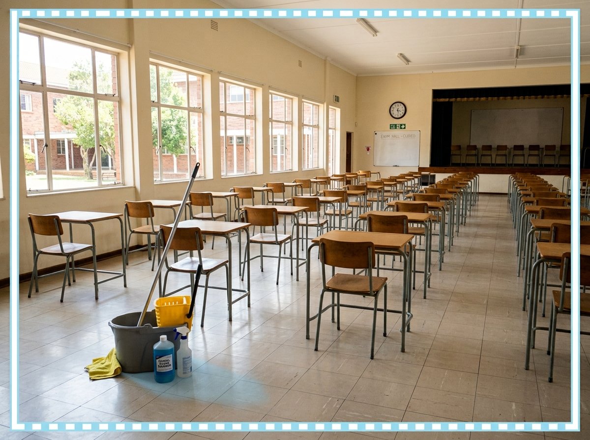 school exam hall cleaning