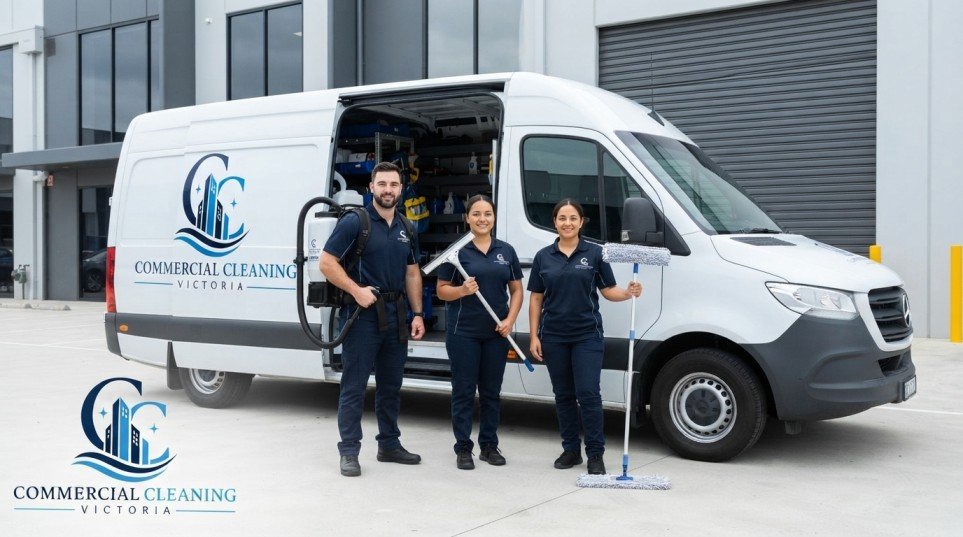 Commercial Cleaning Victoria team ready to start an industrial cleaning job at a Melbourne warehouse