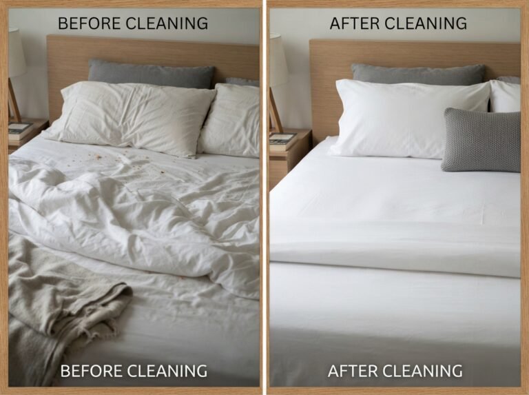 Before and after Airbnb cleaning in a Melbourne CBD apartment