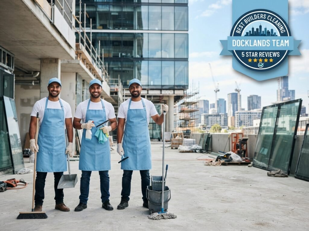 builders cleaning dockslands